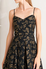 GARDEN OPERA BLACK BROWN MIDI DRESS