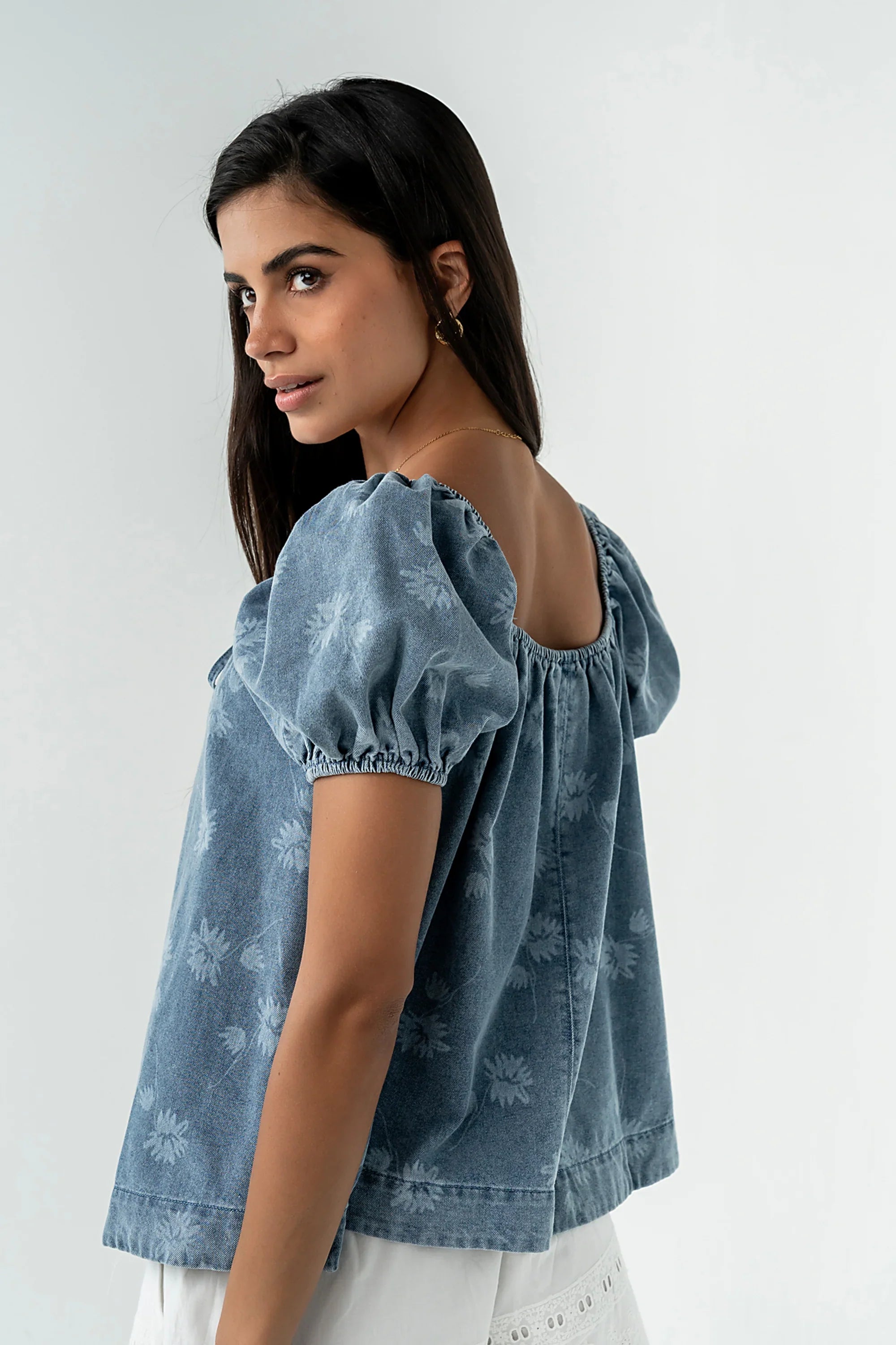 Brinklee Floral Denim Top