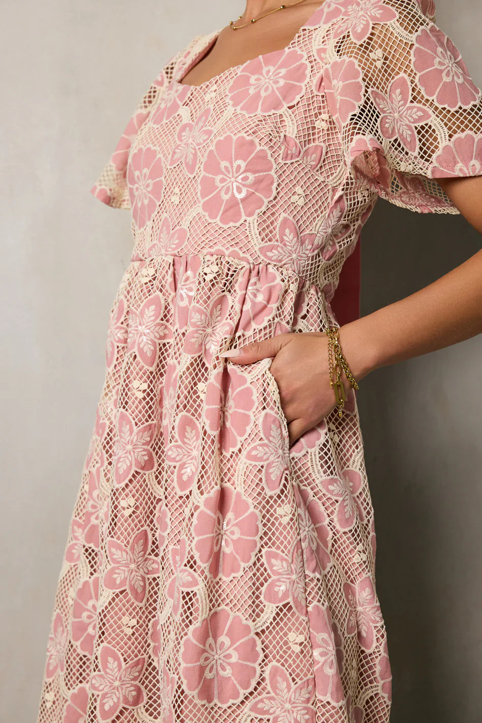 Mica Embroidered Midi Dress FINAL SALE