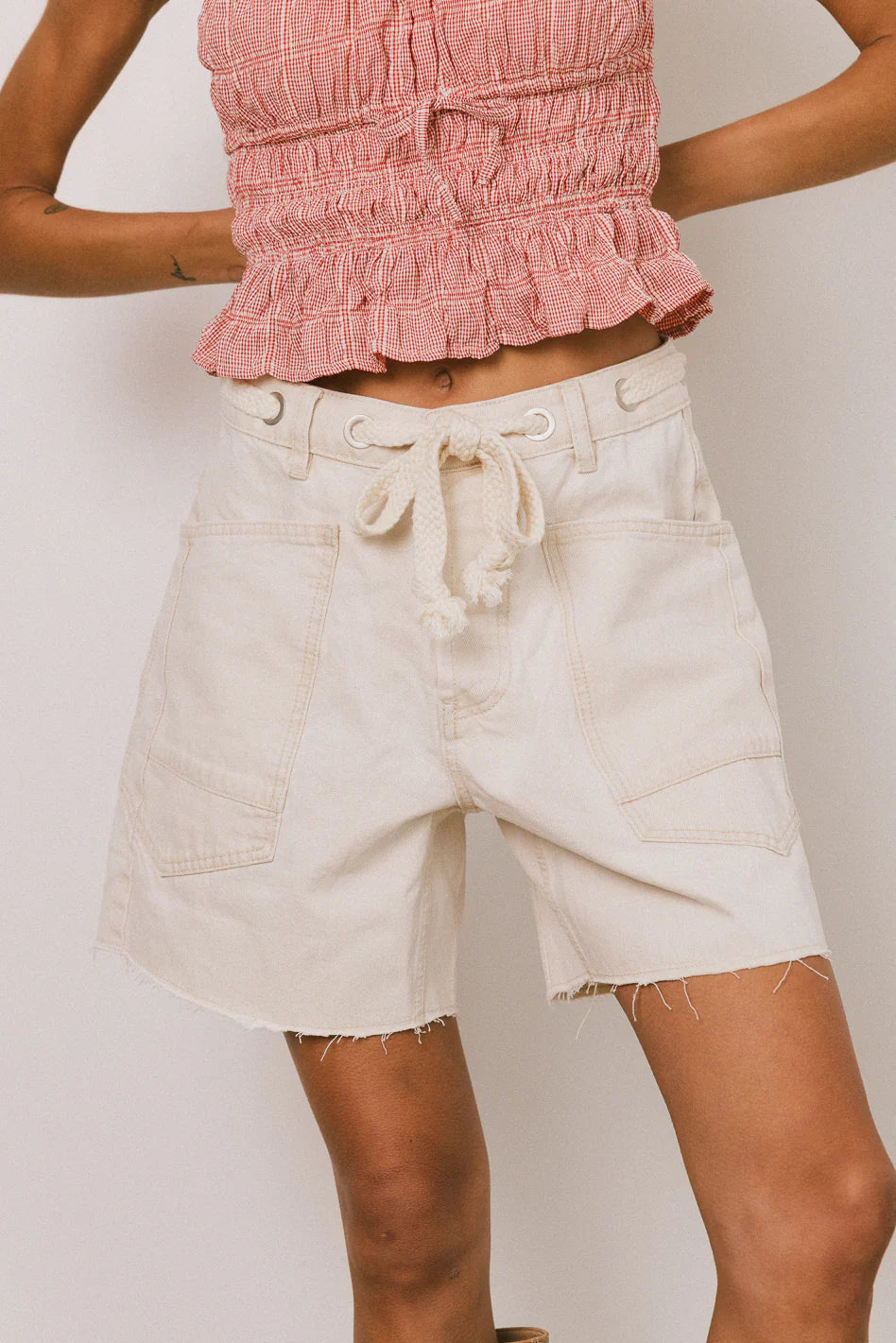 Finneas Denim Shorts in Cream FINAL SALE