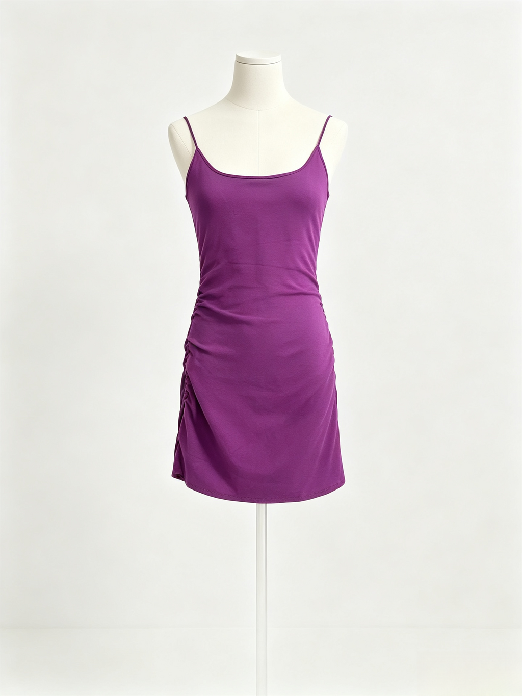 Purple Side Ruched Bodycon Mini Slip Dress