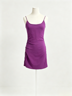 Purple Side Ruched Bodycon Mini Slip Dress