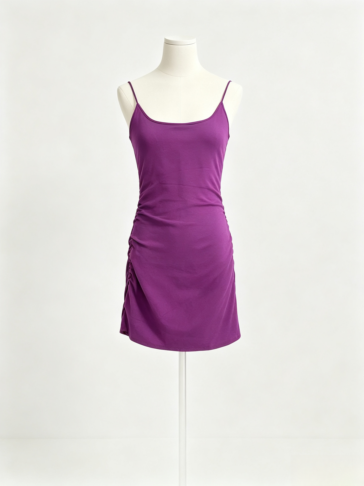 Purple Side Ruched Bodycon Mini Slip Dress
