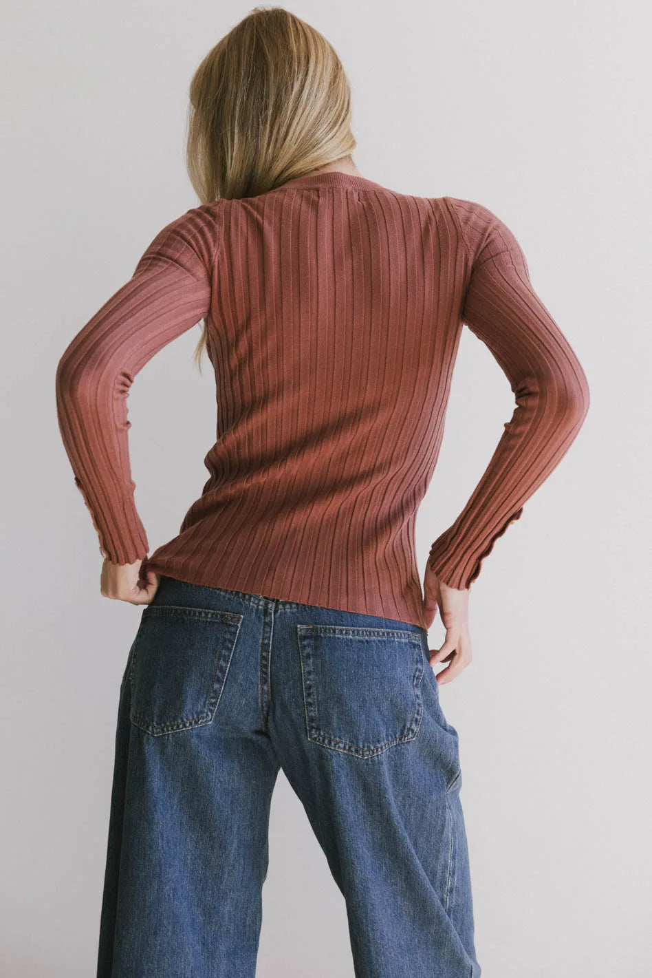 Lonnie Button Sleeve Sweater in Brown FINAL SALE