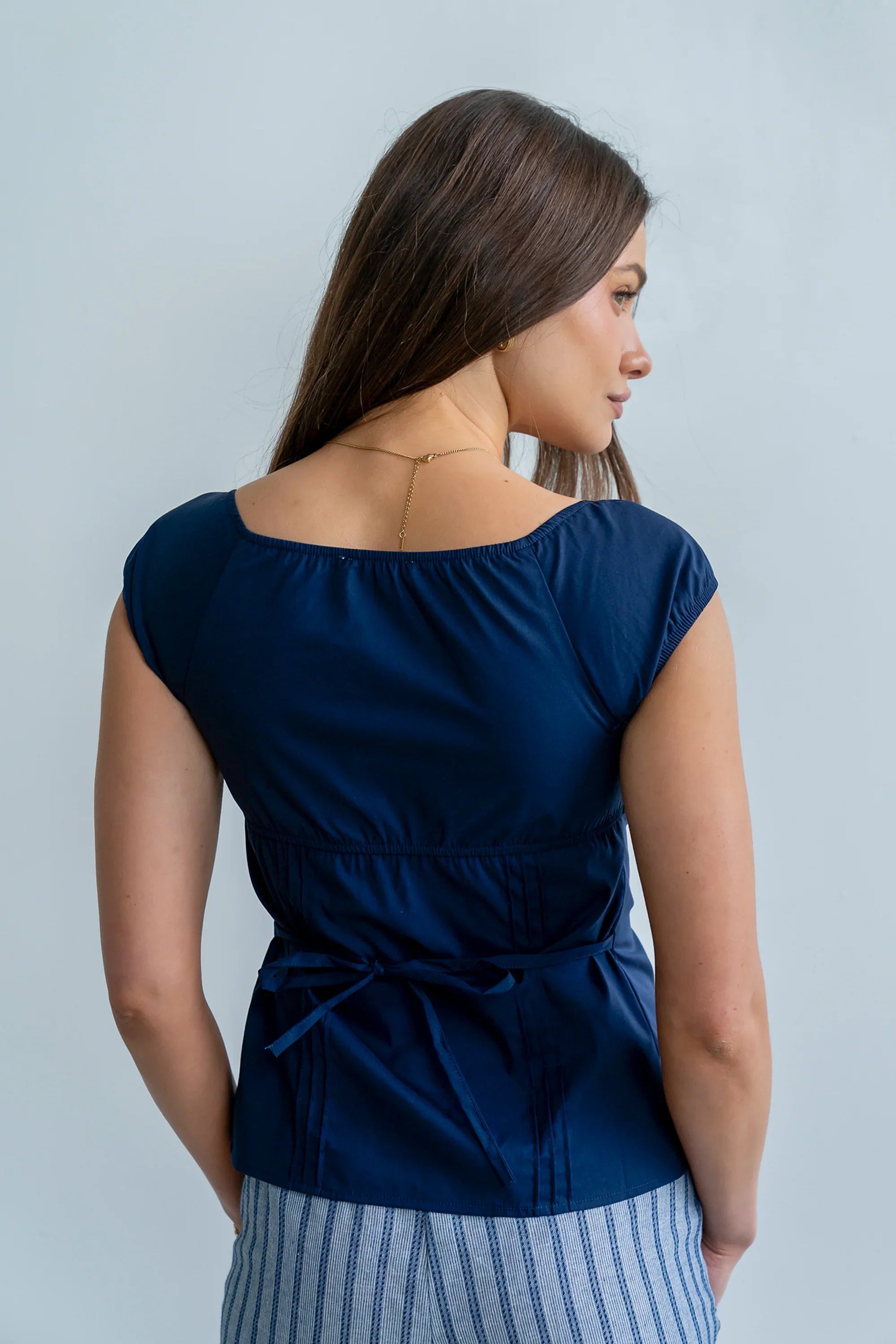 Paloma Pleated Blouse in Navy