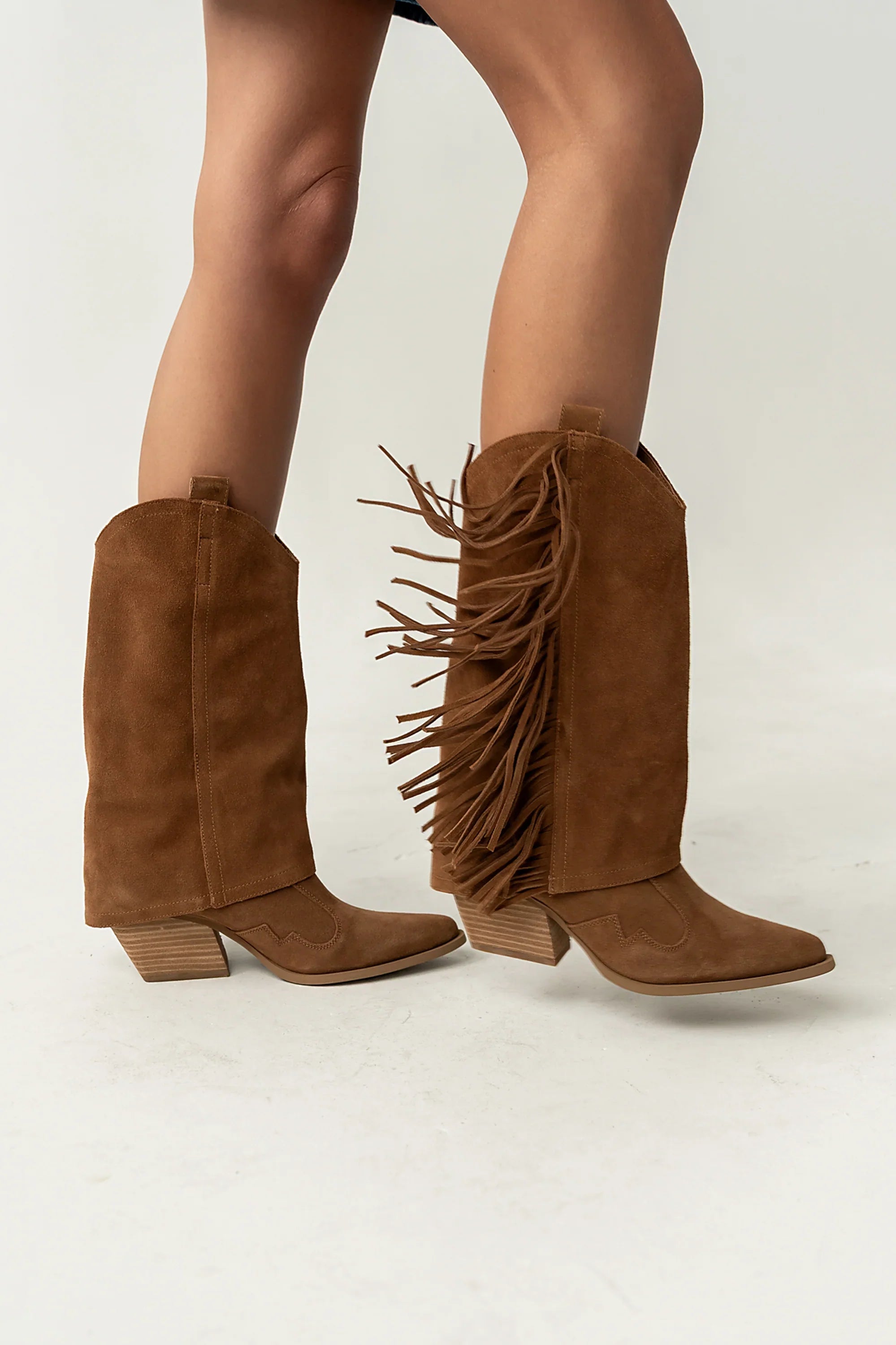 Deston Fringe Boots in Tan