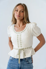 Wesley Baby Doll Top in Ivory
