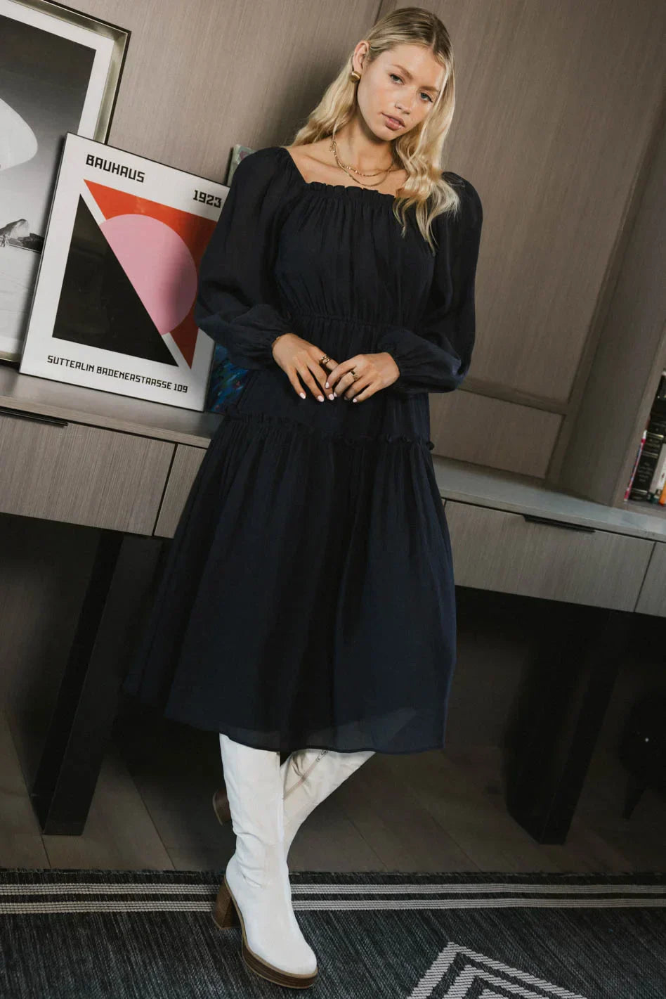 Finnian Midi Dress in Navy FINAL SALE