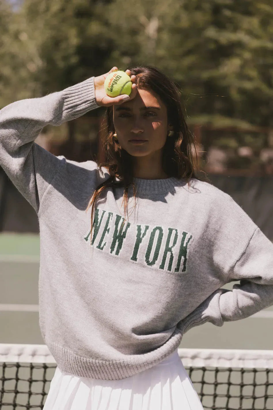 New York Crew Neck Sweater in Grey FINAL SALE