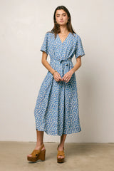 Malik Floral Midi Dress in Blue FINAL SALE