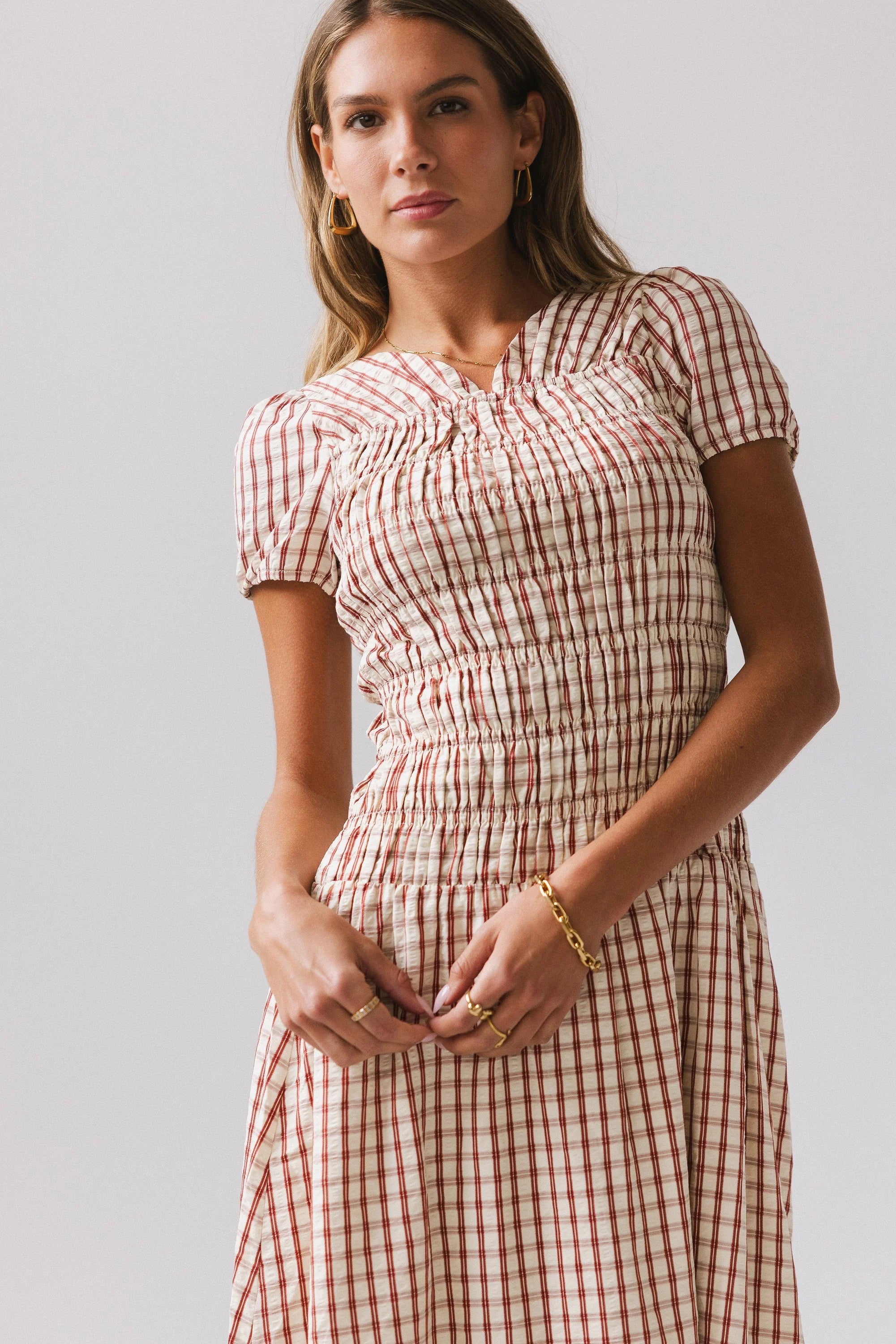 Erin Smocked Maxi Dress in Red FINAL SALE
