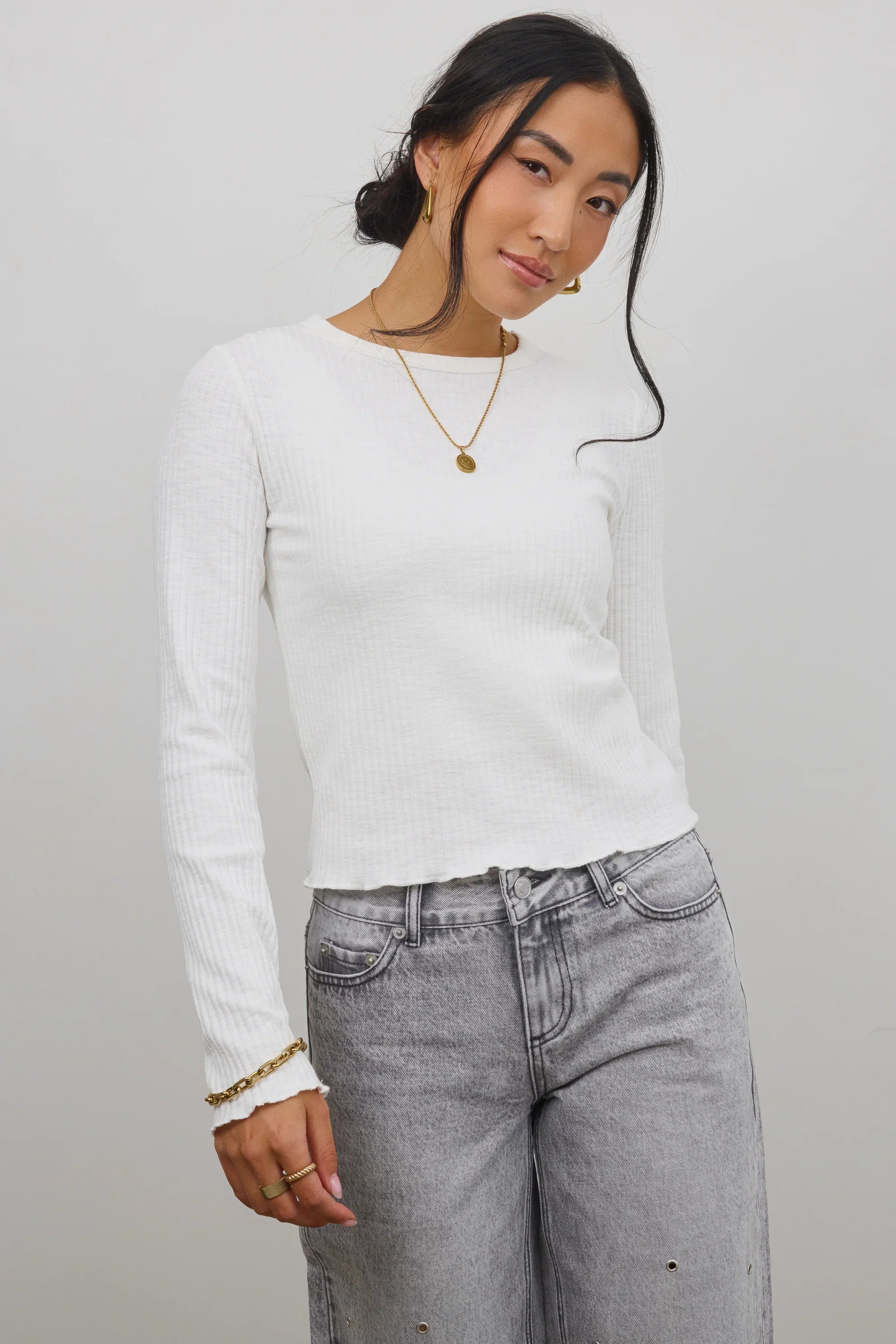 Leif Knit Top in White FINAL SALE