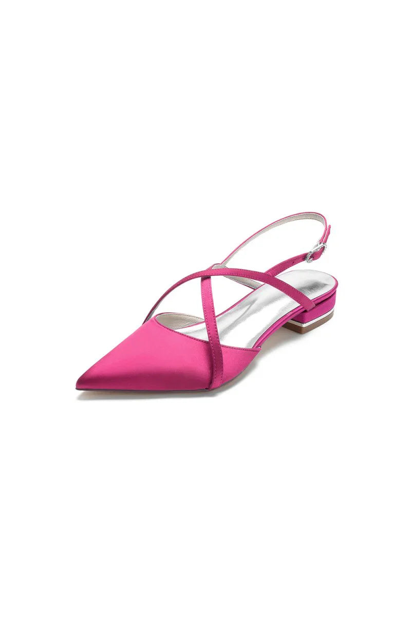 Simple Pointed Toe Ankle Straps Kitten Heels