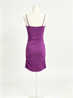 Purple Side Ruched Bodycon Mini Slip Dress