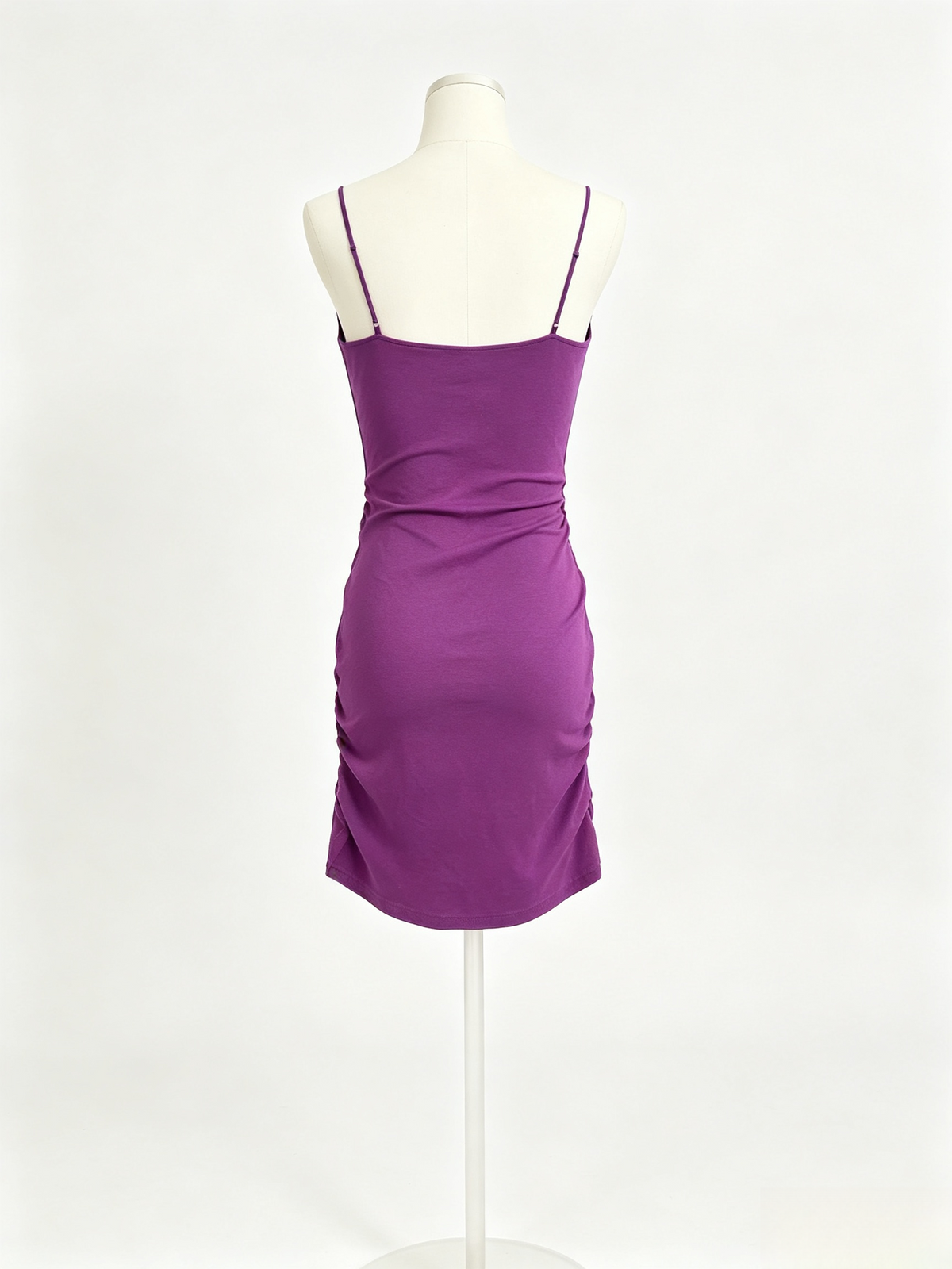 Purple Side Ruched Bodycon Mini Slip Dress