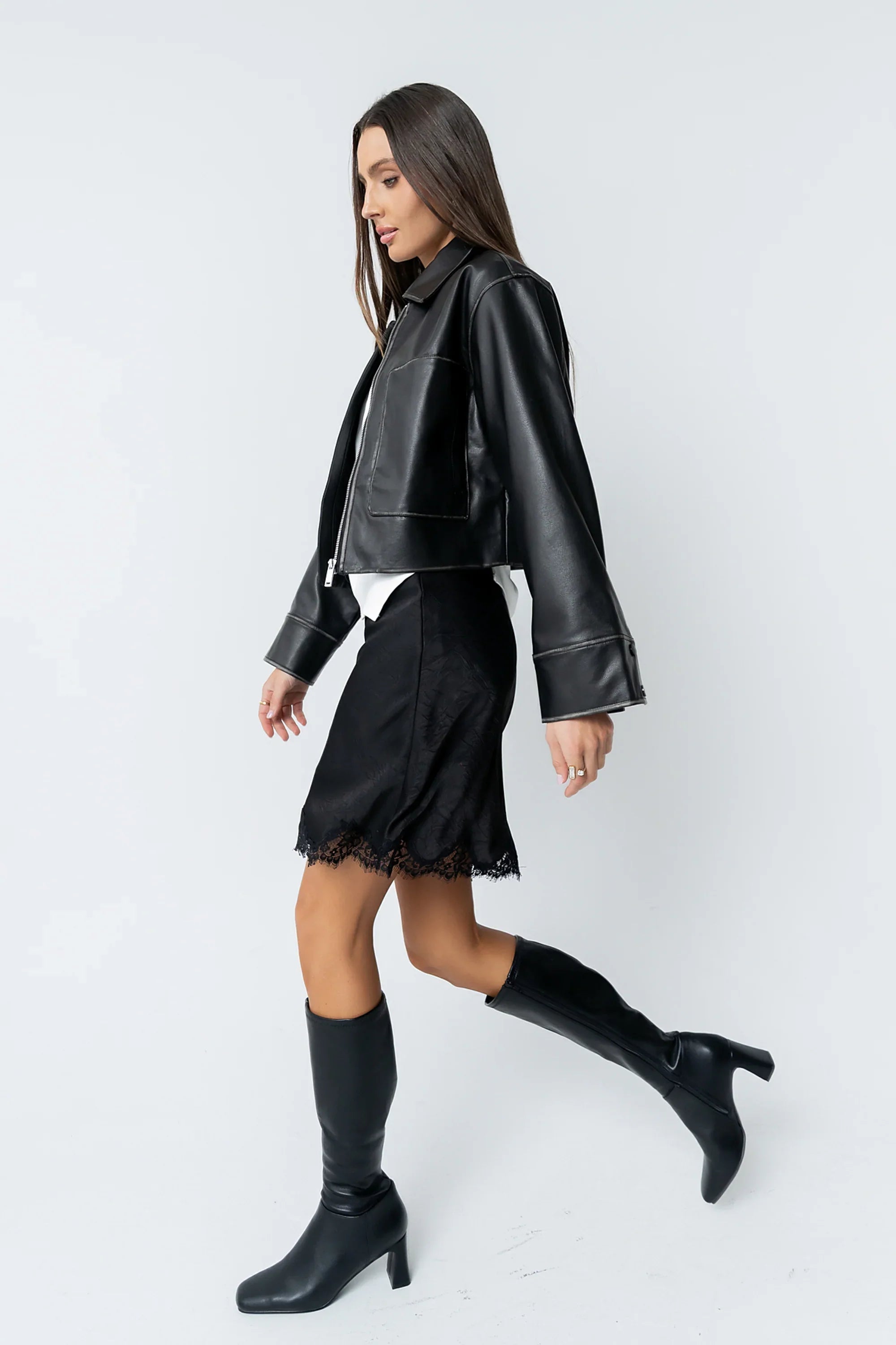 Jaymie Vegan Leather Jacket in Black FINAL SALE