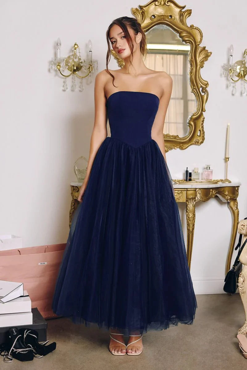 OPHELIA GOWN STRAPLESS A LINE DRESS WITH BOW