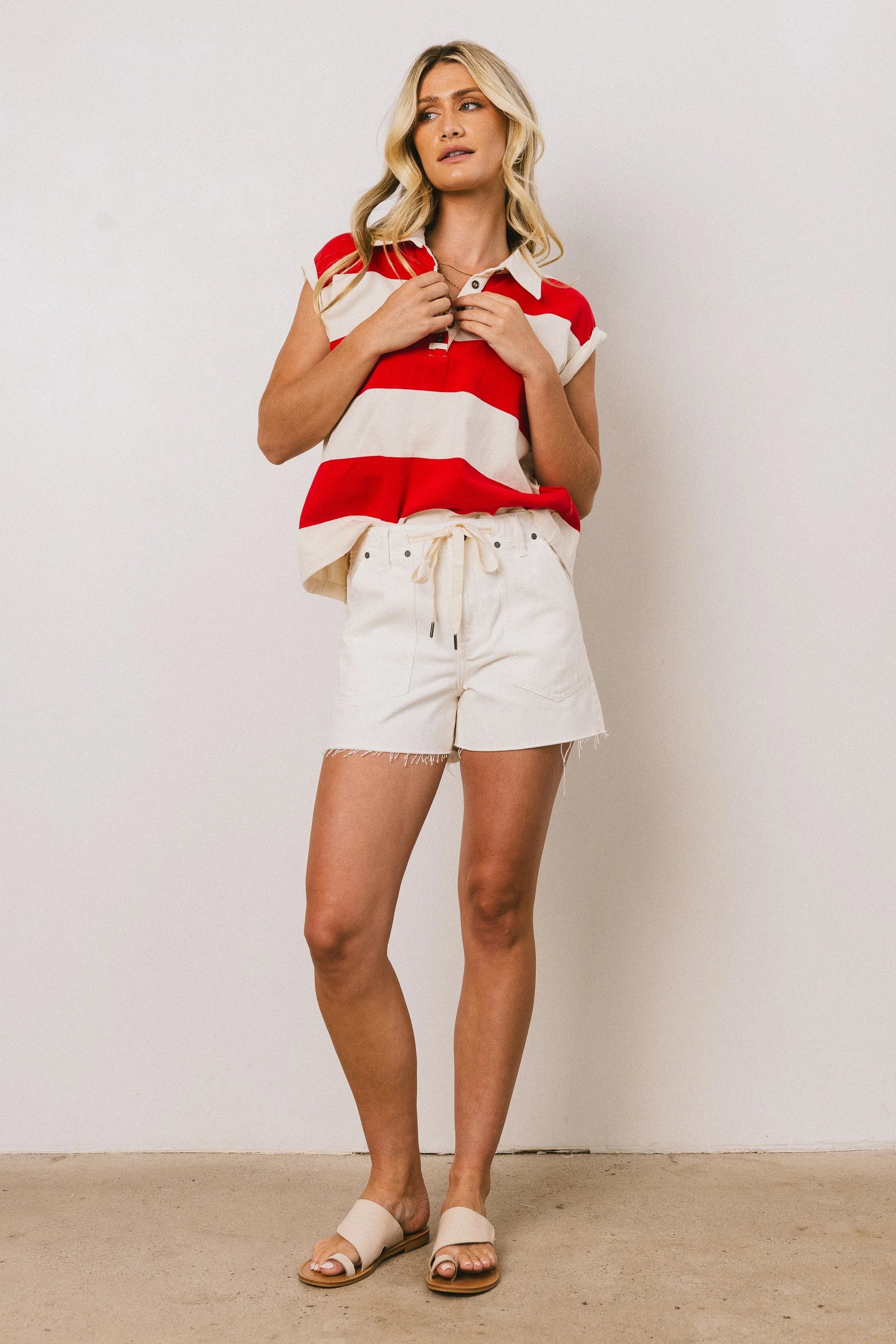 Blake Striped Top in Red