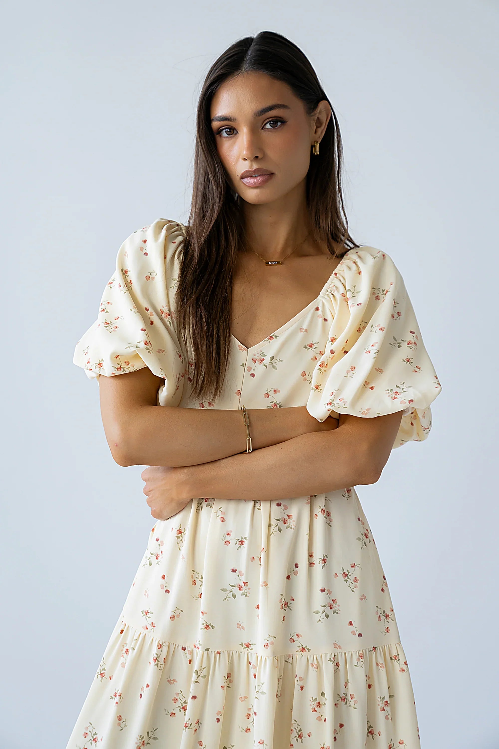 Amy Floral Maxi Dress in Yellow