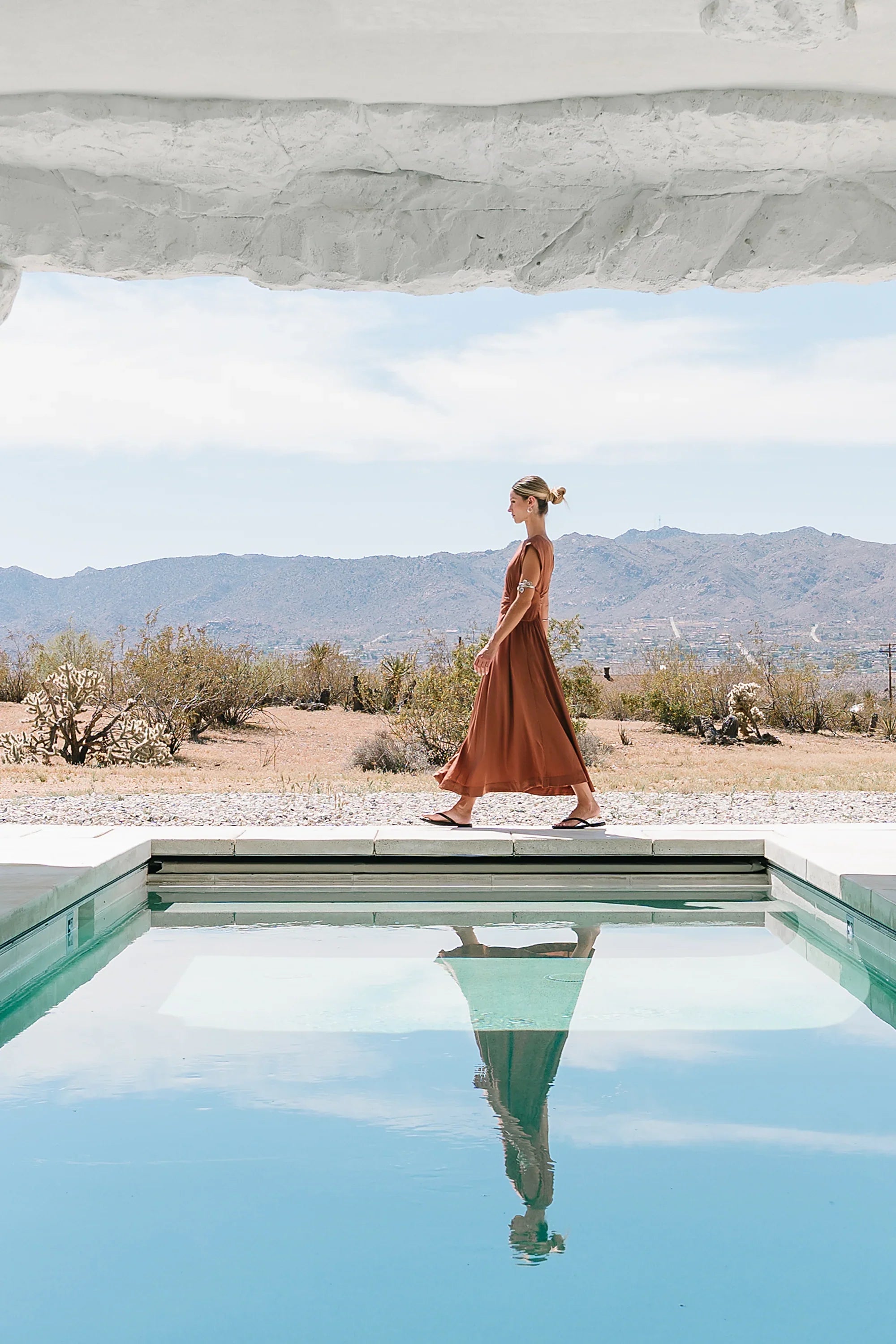 Nora Midi Dress in Terracotta