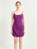 Purple Side Ruched Bodycon Mini Slip Dress