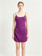 Purple Side Ruched Bodycon Mini Slip Dress