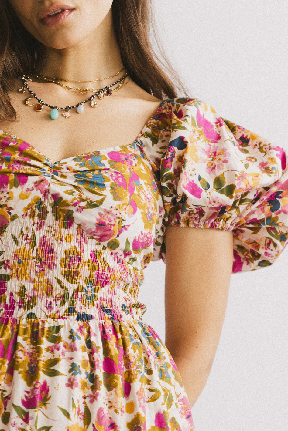 Robbie Floral Midi Dress in Pink FINAL SALE
