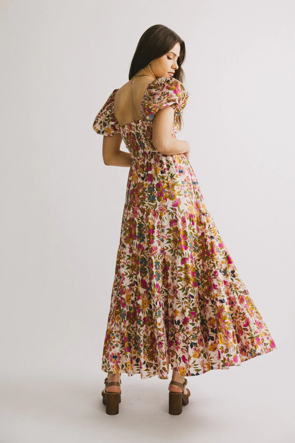 Robbie Floral Midi Dress in Pink FINAL SALE