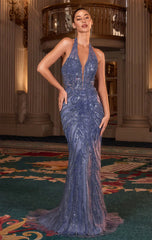 Kingston Gown Halter Beaded Mermaid Evening Dress