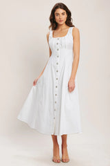 SEASIDE BRUNCH WHITE MIDI DRESS