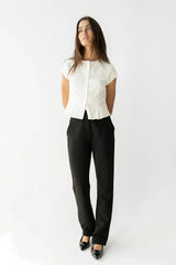 Rumi Button Front Blouse in White