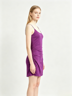 Purple Side Ruched Bodycon Mini Slip Dress