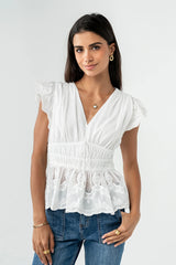 Kadie Embroidered Blouse in White