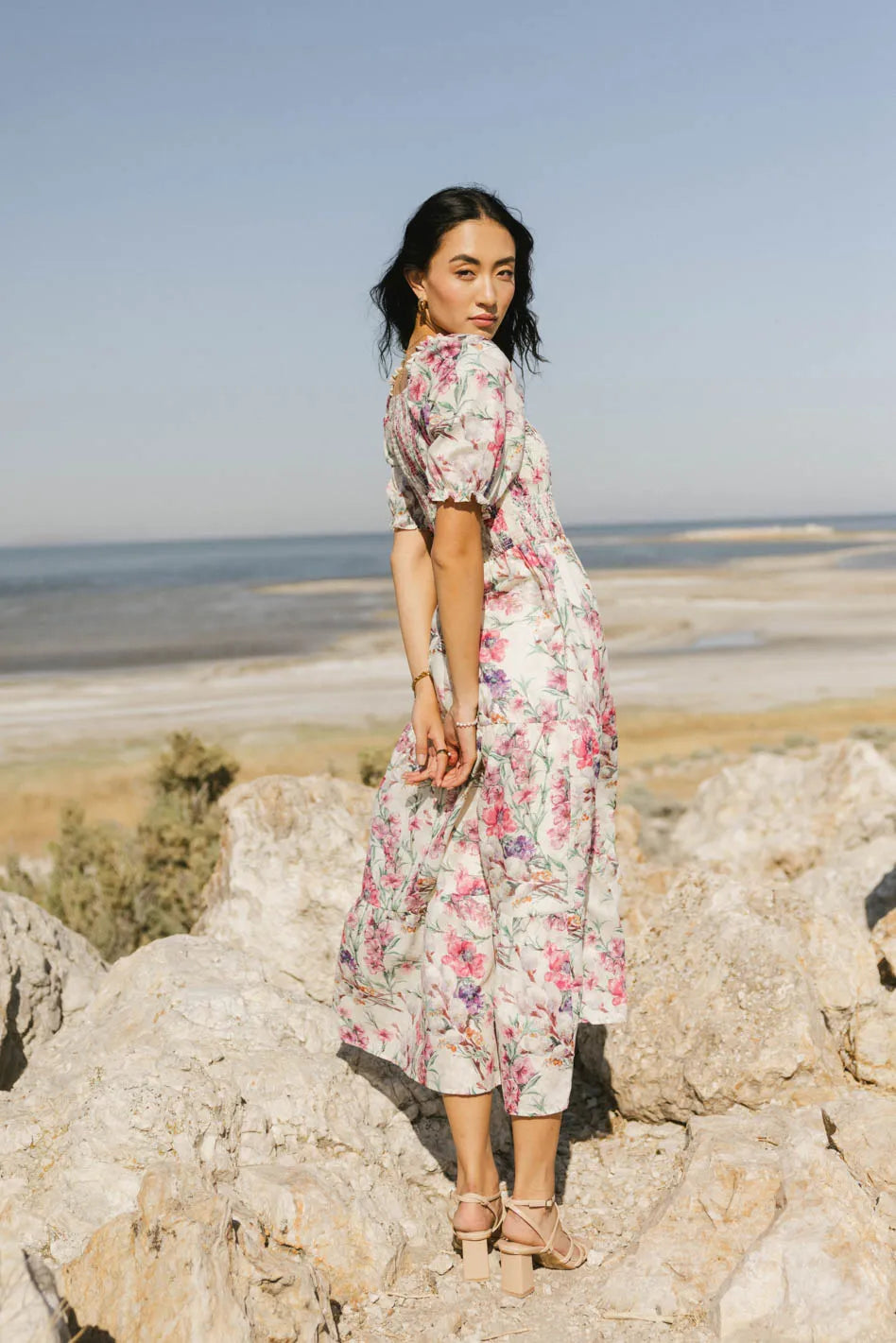 Luciana Floral Smocked Midi Dress FINAL SALE