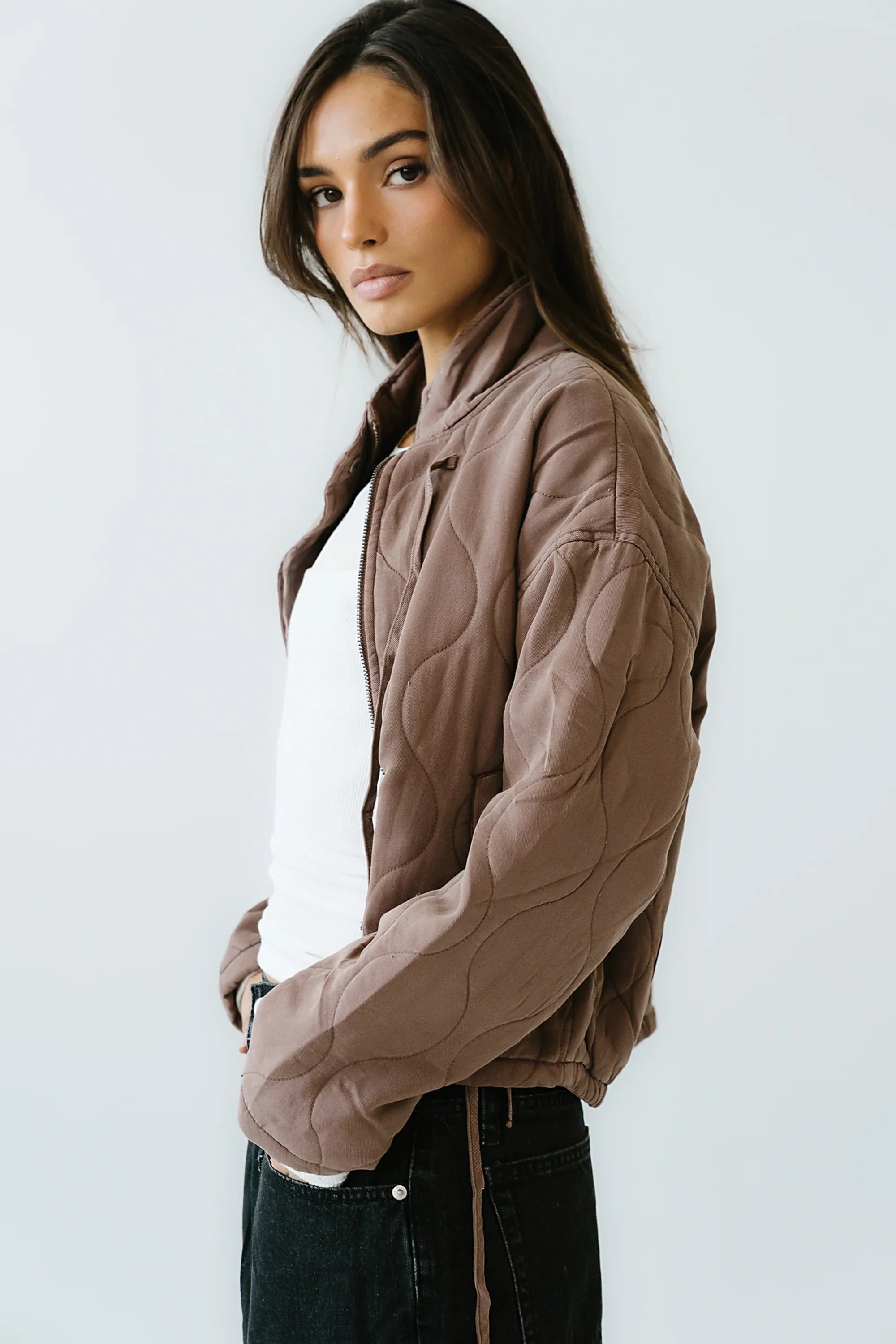 Quinn Quilted Jacket in Brown FINAL SALE