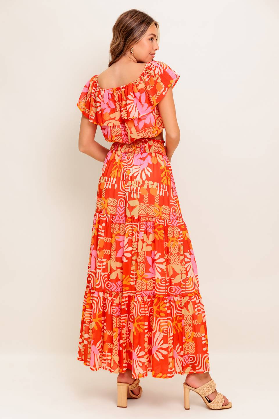 SUNBEAMS TOP SKIRT SET RED