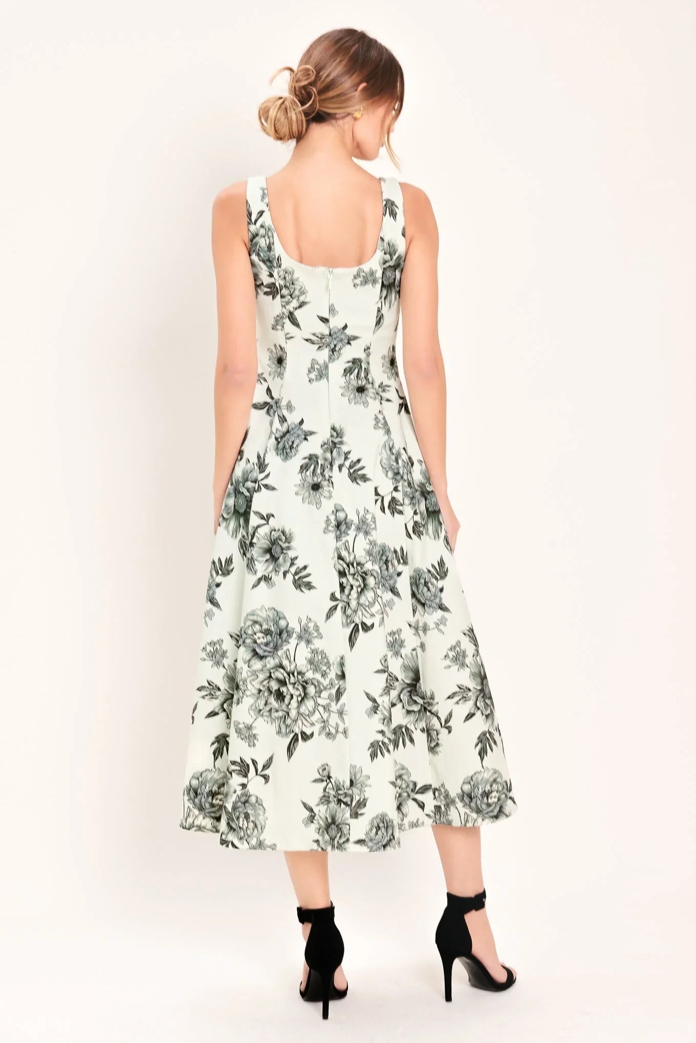 FOREVER YOUNG BLACK FLORAL MIDI DRESS