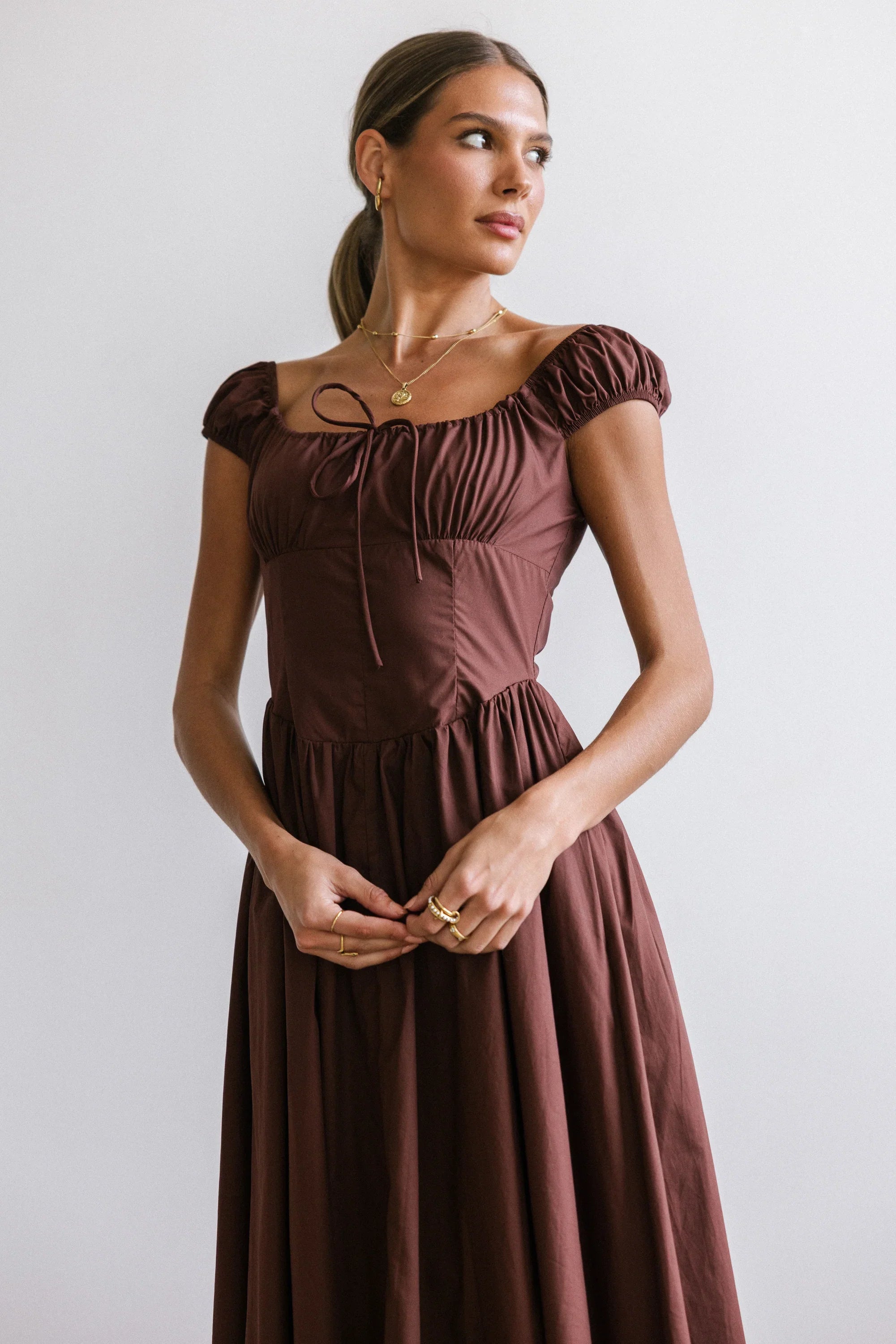 Patricia Midi Dress in Brown