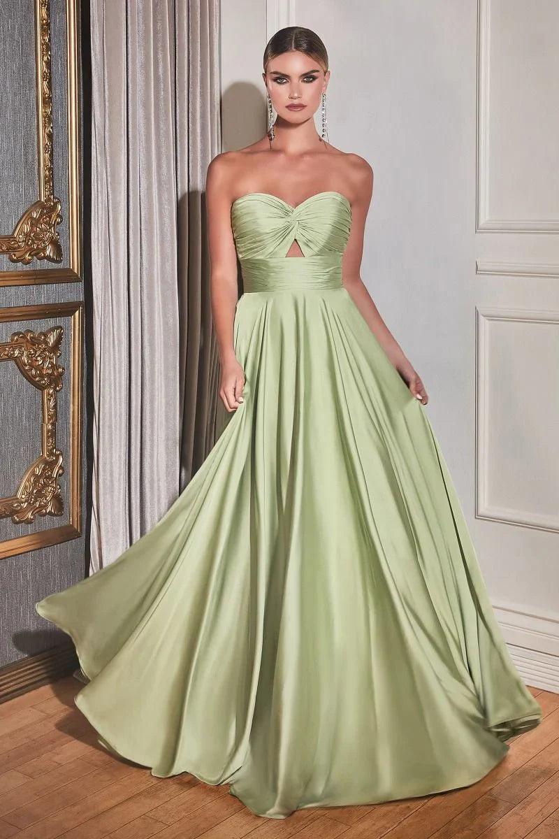 Madigan Gown STRAPLESS A LINE SOFT SATIN KEYHOLE DRESS