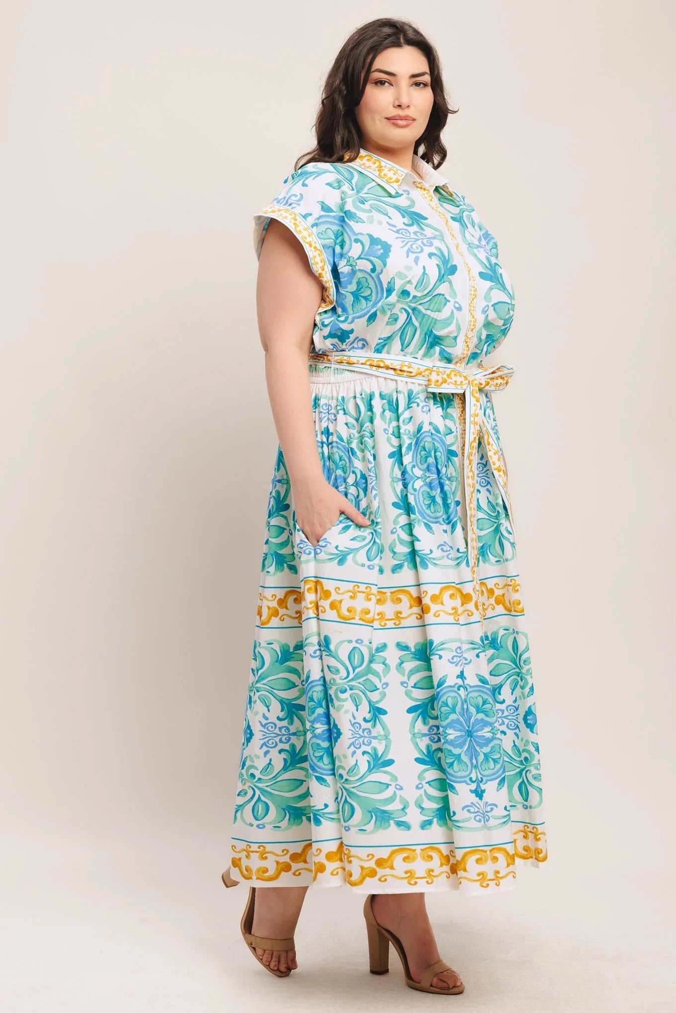 BLUE REGALIA MIDI DRESS