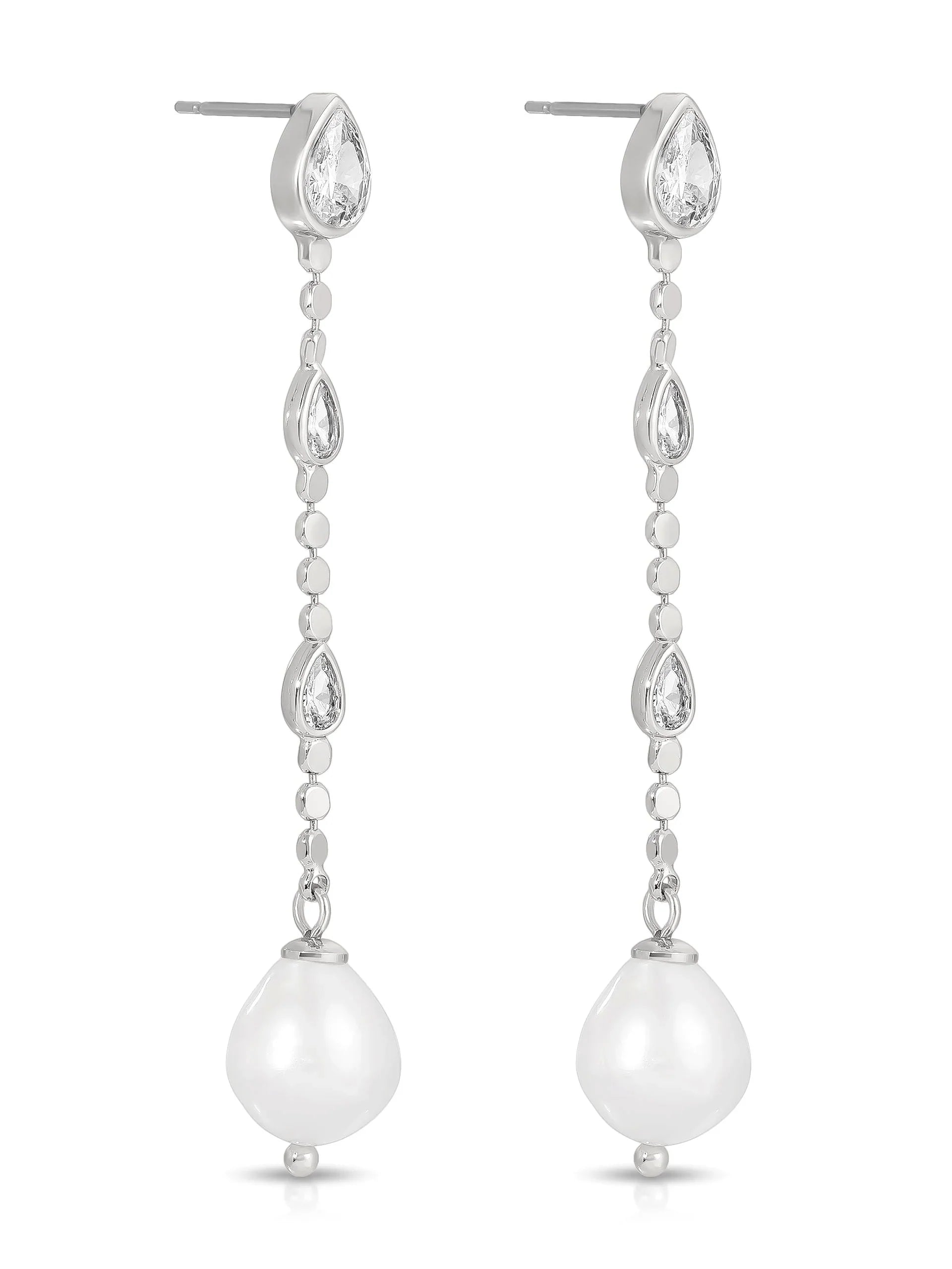 Droplet Crystal and Pearl Earring