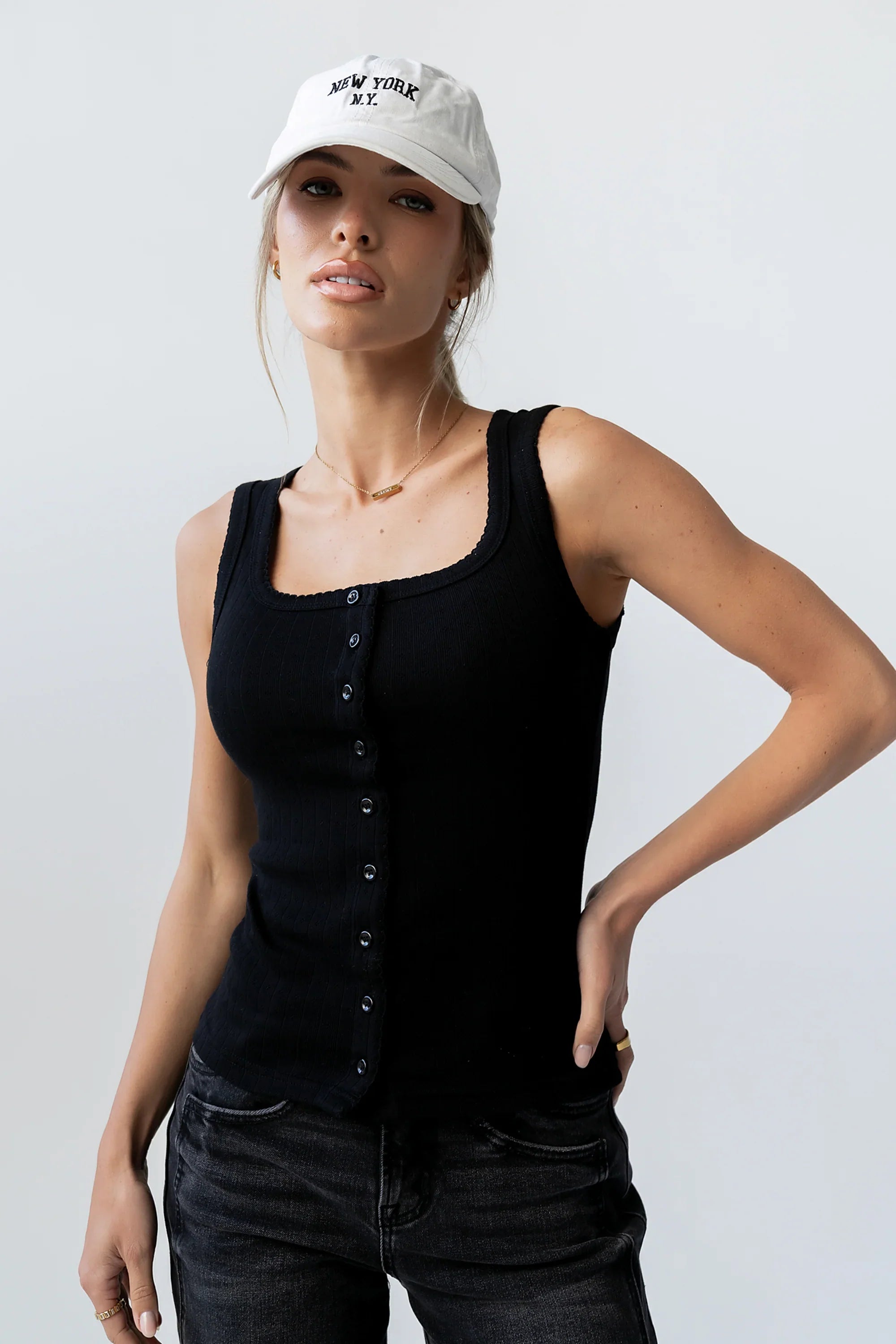 Apollo Knit Tank Top in Black