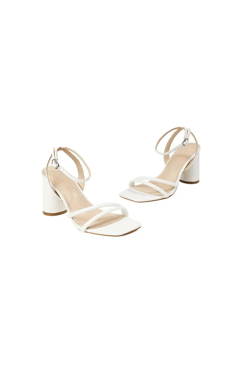 Metallic Strappy Block Heel Sandals