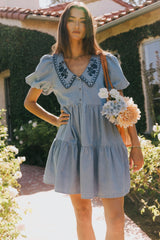 River Embroidered Mini Dress FINAL SALE