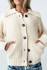 Jonah Collared Cardigan in Cream FINAL SALE