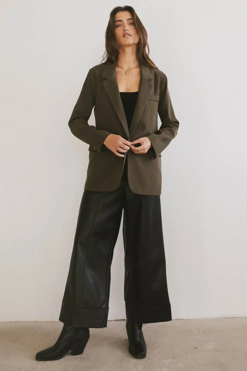 Crystal Blazer in Olive FINAL SALE