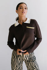 Justine Collared Sweater in Brown