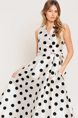 CAFÉ NOIR POLKA DOT MIDI DRESS
