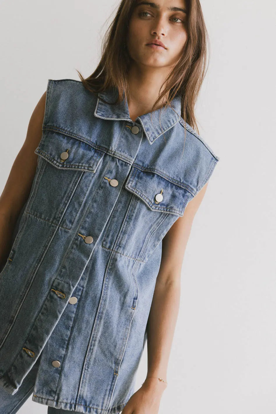 Taylor Denim Vest in Medium Wash FINAL SALE