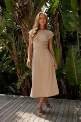 Vaeda Ribbed Tie Dress in Tan FINAL SALE